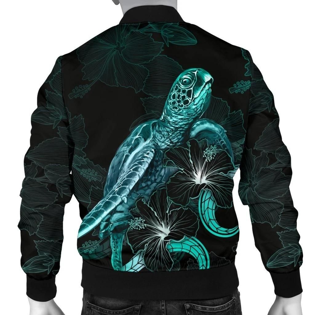 Bomber-Jacket-Hawaii-Polynesian-Turtle-With-Blooming-Hibiscus-Turquoise-BN22-Bomber-Jacket-2
