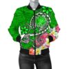 Bomber Jacket Hawaii - Turtle Plumeria Polynesian Tattoo Green Color - BN18 Bomber Jacket