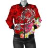 Bomber Jacket Hawaii - Turtle Plumeria Polynesian Tattoo Red Color - BN18 Bomber Jacket