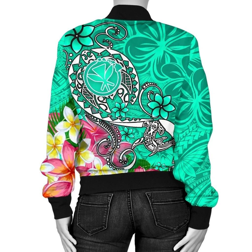 Bomber-Jacket-Hawaii-Turtle-Plumeria-Polynesian-Tattoo-Turquoise-Color-BN18-Bomber-Jacket-1
