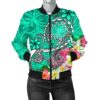 Bomber Jacket Hawaii - Turtle Plumeria Polynesian Tattoo Turquoise Color - BN18 Bomber Jacket
