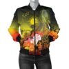 Bomber Jacket Marshall Islands Custom Personalised - Humpback Whale with Tropical Flowers (Yellow)- BN18