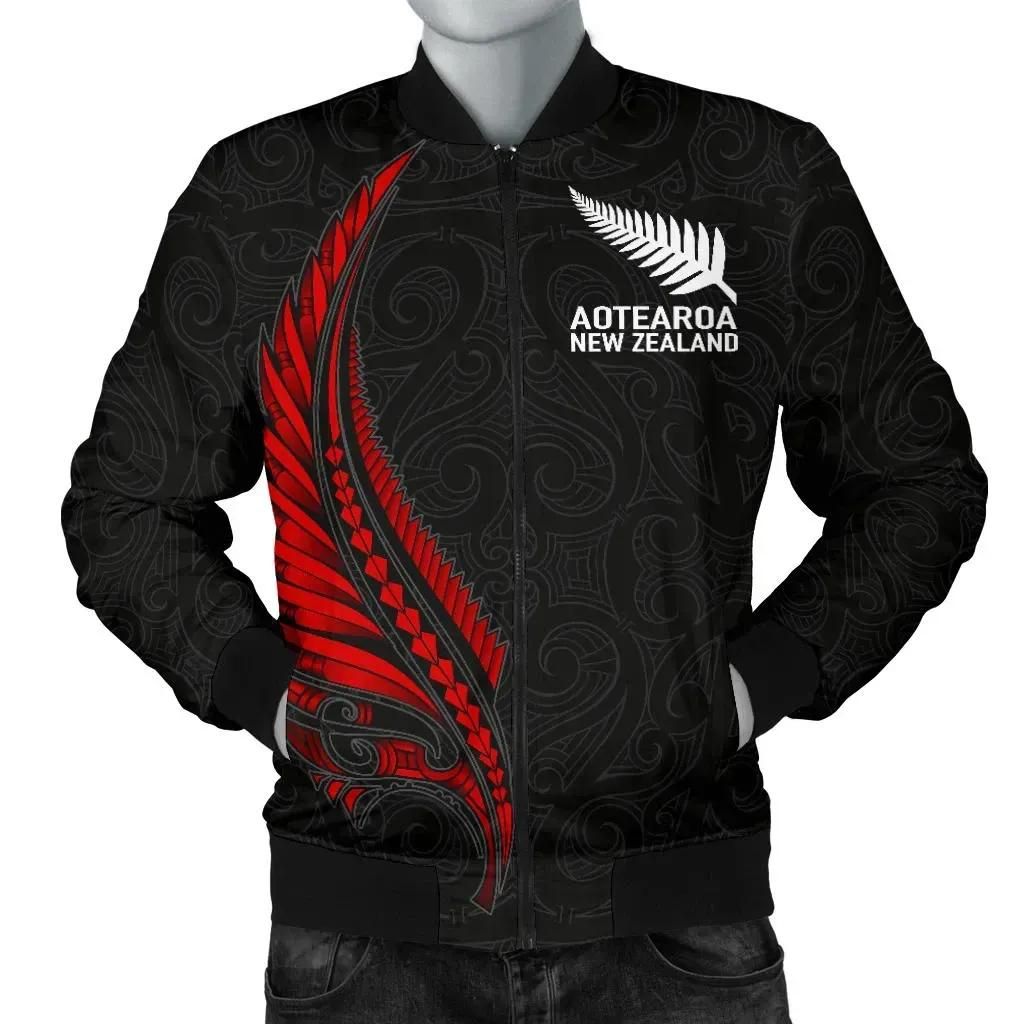Bomber Jacket New Zealand - Maori Fern Tattoo - Red A7 Bomber Jacket Bomber Jacket New Zealand - Maori Fern Tattoo - Red A7 Bomber Jacket