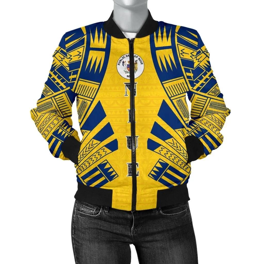 Bomber Jacket Niue Polynesian Tattoo Flag - BN0110 Bomber Jacket Bomber Jacket Niue Polynesian Tattoo Flag - BN0110 Bomber Jacket
