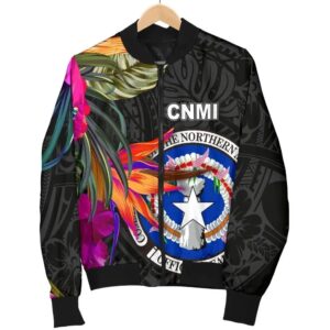 Bomber Jacket Northern Mariana Islands - Saipan Hibiscus Polynesian Pattern - BN39 Bomber Jacket