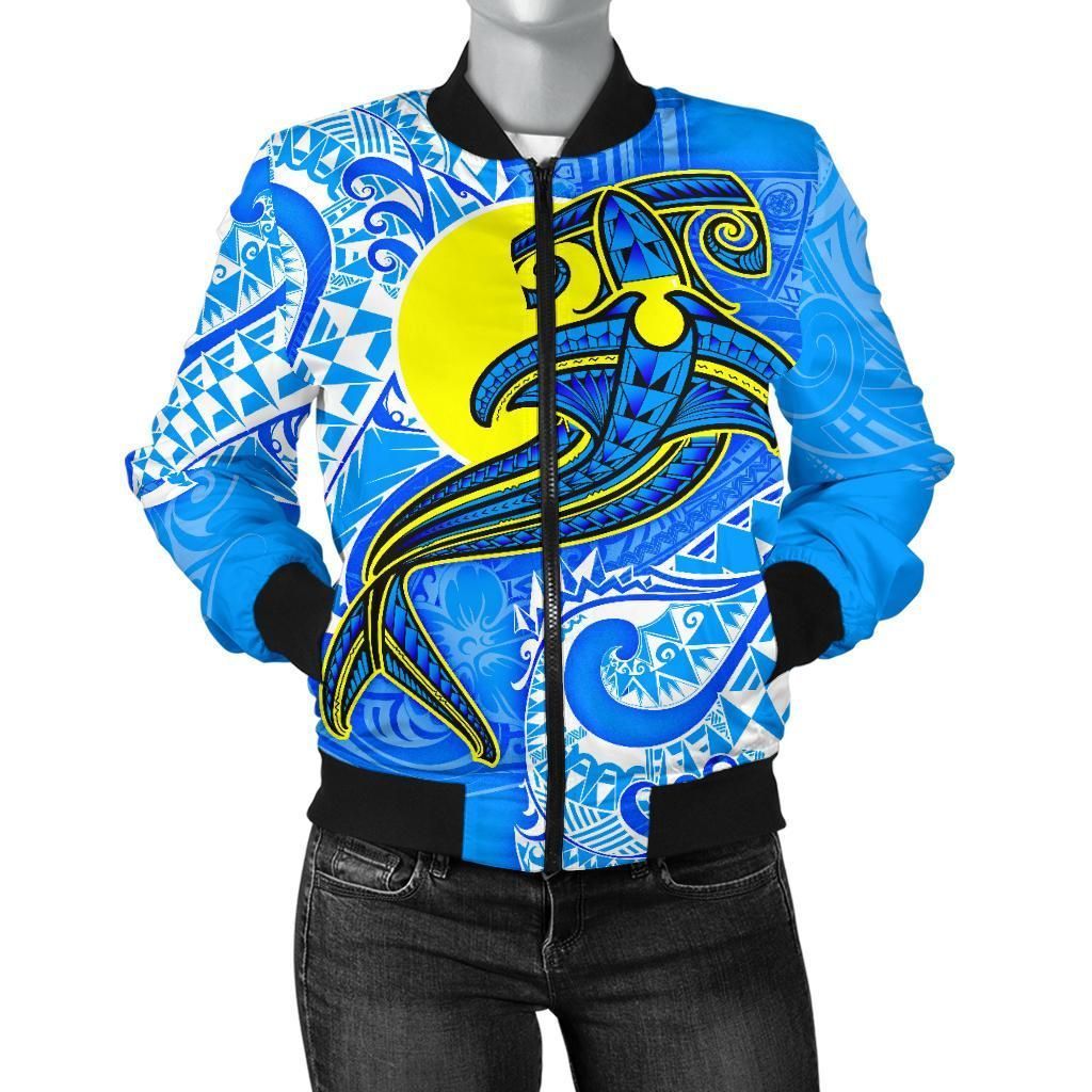 Bomber Jacket Palau Polynesian - Palau Flag with Polynesian Tattoo - BN18 Bomber Jacket Bomber Jacket Palau Polynesian - Palau Flag with Polynesian Tattoo - BN18 Bomber Jacket