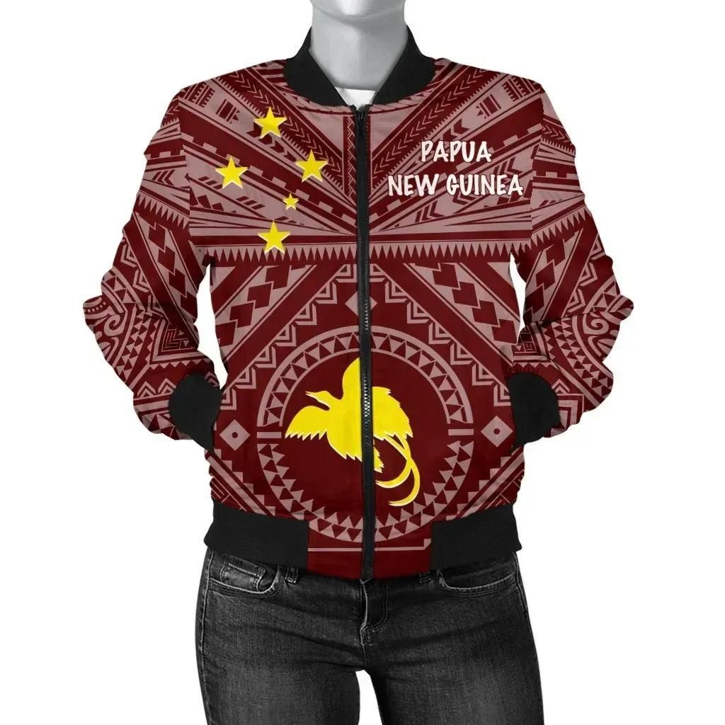 Bomber Jacket Papua New Guinea - Flag With Polynesian Patterns (Red) - BN25 Bomber Jacket Bomber Jacket Papua New Guinea - Flag With Polynesian Patterns (Red) - BN25 Bomber Jacket