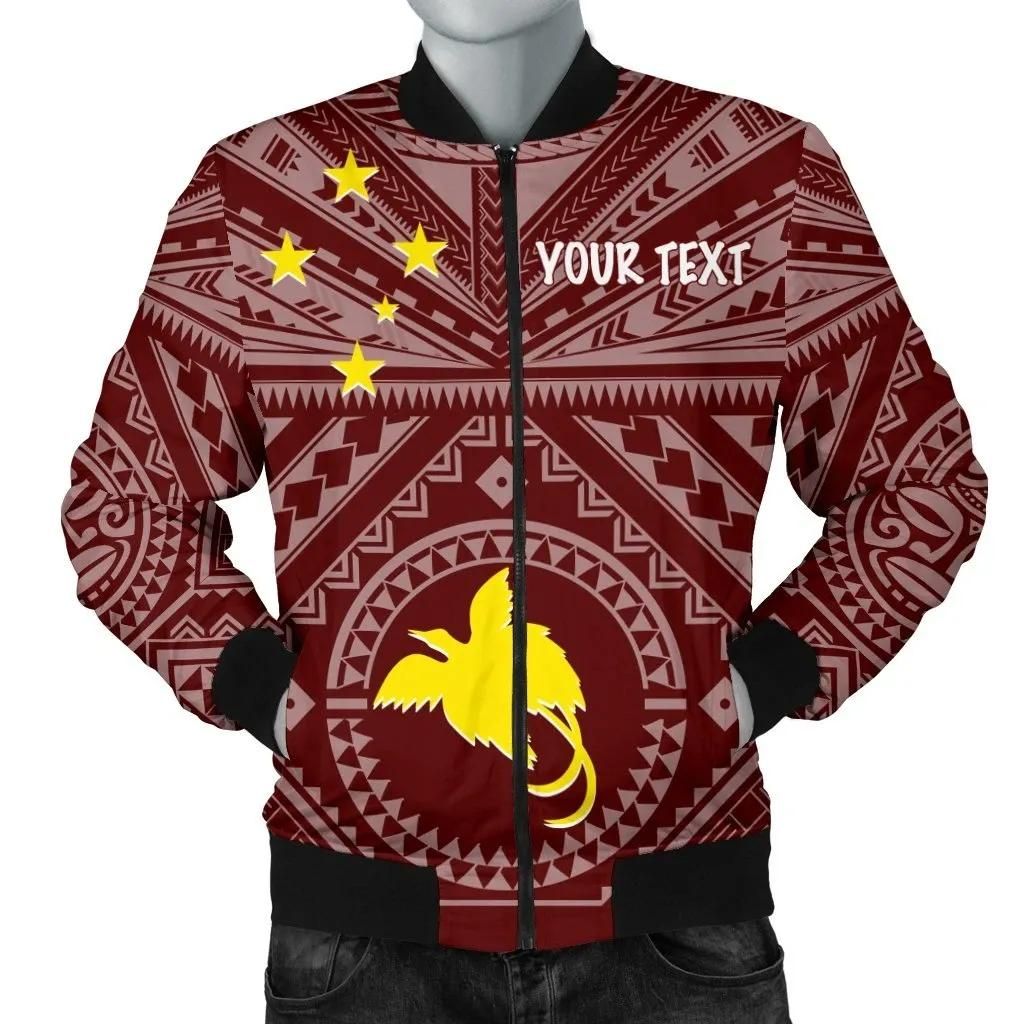 Bomber Jacket Papua New Guinea Personalised - Flag With Polynesian Patterns (Black) - BN25 Bomber Jacket Bomber Jacket Papua New Guinea Personalised - Flag With Polynesian Patterns (Black) - BN25 Bomber Jacket