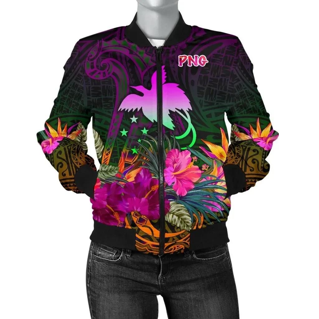 Bomber Jacket Papua New Guinea - Summer Hibiscus - BN15 Bomber Jacket Bomber Jacket Papua New Guinea - Summer Hibiscus - BN15 Bomber Jacket