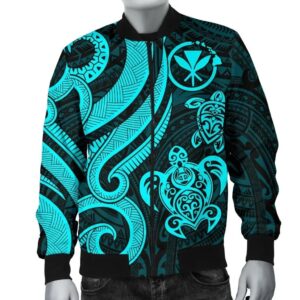 Bomber Jacket Polynesian Hawaii (Kanaka Maoli) - Blue Tentacle Turtle - BN11 Bomber Jacket