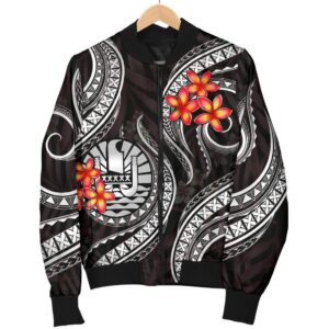 Bomber Jacket Tahiti Polynesian - White Plumeria - BN11