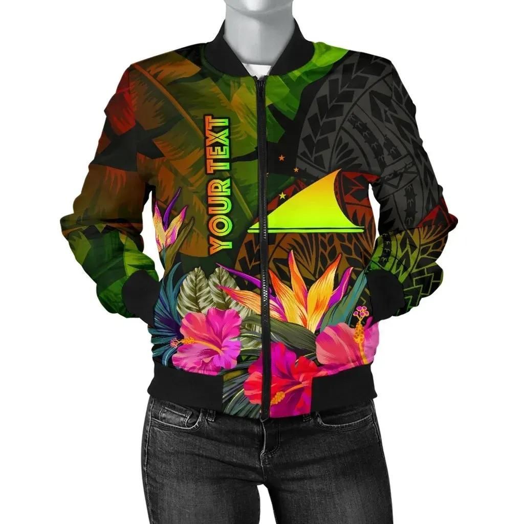 Bomber Jacket Tokelau Polynesian Personalised - Hibiscus and Banana Leaves - BN15 Bomber Jacket Bomber Jacket Tokelau Polynesian Personalised - Hibiscus and Banana Leaves - BN15 Bomber Jacket