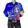 Bomber Jacket Tonga Custom Personalised - Turtle Plumeria (Blue) - BN18 Bomber Jacket