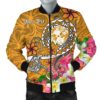 Bomber Jacket Tonga Custom Personalised - Turtle Plumeria (Gold) - BN18 Bomber Jacket