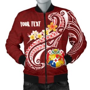 Bomber Jacket Tonga Personalised - Tonga Coat Of Arms With Polynesian Patterns - BN25
