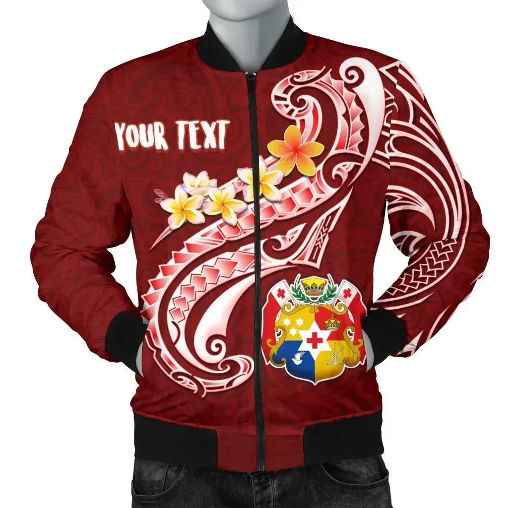 Bomber Jacket Tonga Personalised - Tonga Coat Of Arms With Polynesian Patterns - BN25 Bomber Jacket Tonga Personalised - Tonga Coat Of Arms With Polynesian Patterns - BN25