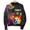 Bomber Jacket Tonga - Polynesian Hibiscus Pattern - BN39 Bomber Jacket