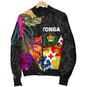 Bomber Jacket Tonga - Polynesian Hibiscus Pattern - BN39 Bomber Jacket