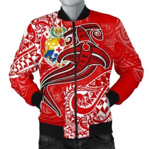 Bomber Jacket Tonga - Red Shark Polynesian Tattoo - BN18
