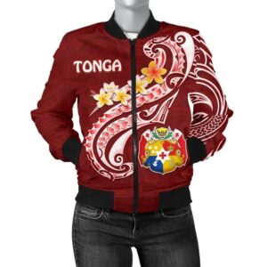 Bomber Jacket Tonga - Tonga Coat Of Arms With Polynesian Patterns - BN25 Bomber Jacket
