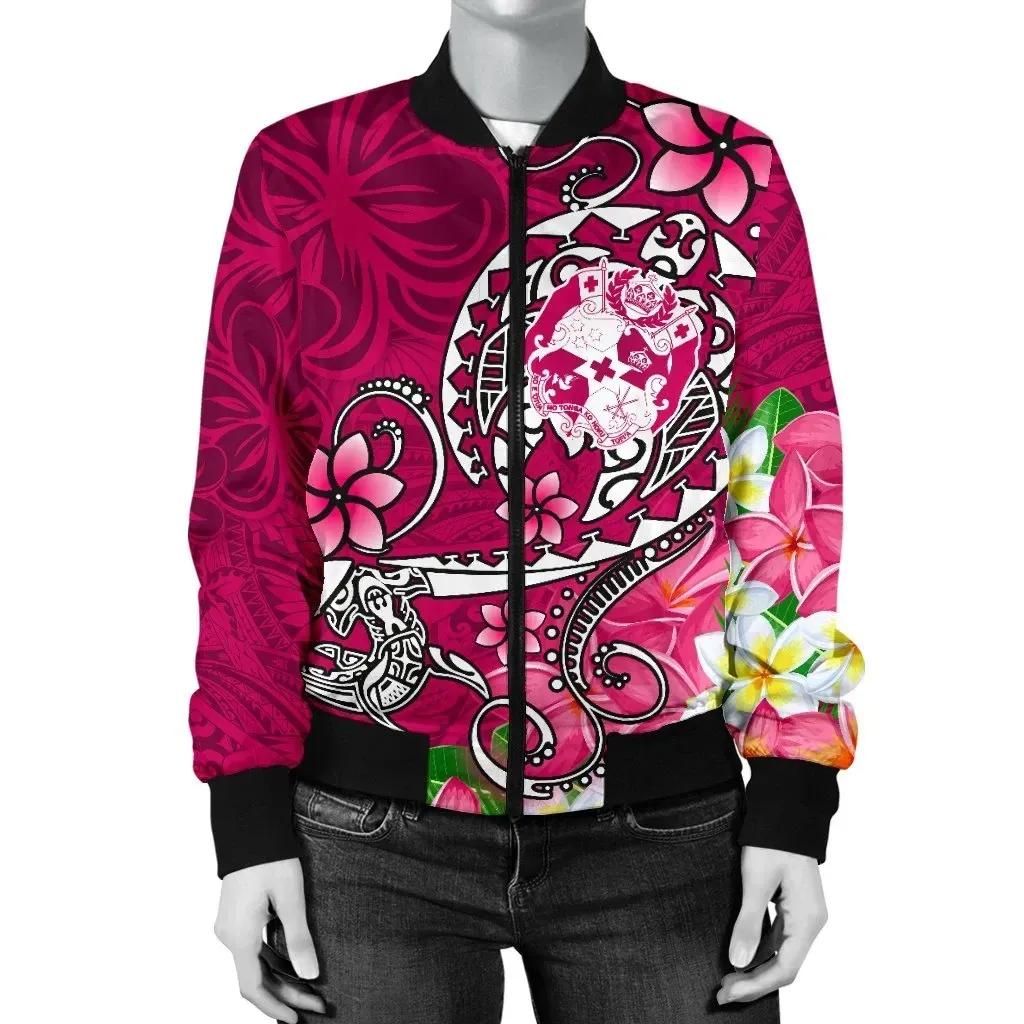 Bomber Jacket Tonga - Turtle Plumeria (Pink) - BN18 Bomber Jacket Bomber Jacket Tonga - Turtle Plumeria (Pink) - BN18 Bomber Jacket