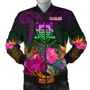 Bomber Jacket Tuvalu Personalised - Summer Hibiscus - BN15 Bomber Jacket