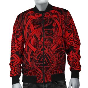 Bomber Jacket - Valknut and Dragon Tattoo Red A31 Bomber Jacket