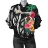 Bomber Jacket Vanuatu Coat Of Arms Polynesian With Hibiscus TH5 Bomber Jacket