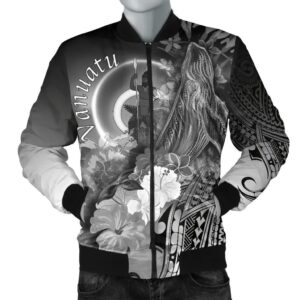 Bomber Jacket Vanuatu - Humpback Whale with Tropical Flowers (White)- BN18 Bomber Jacket