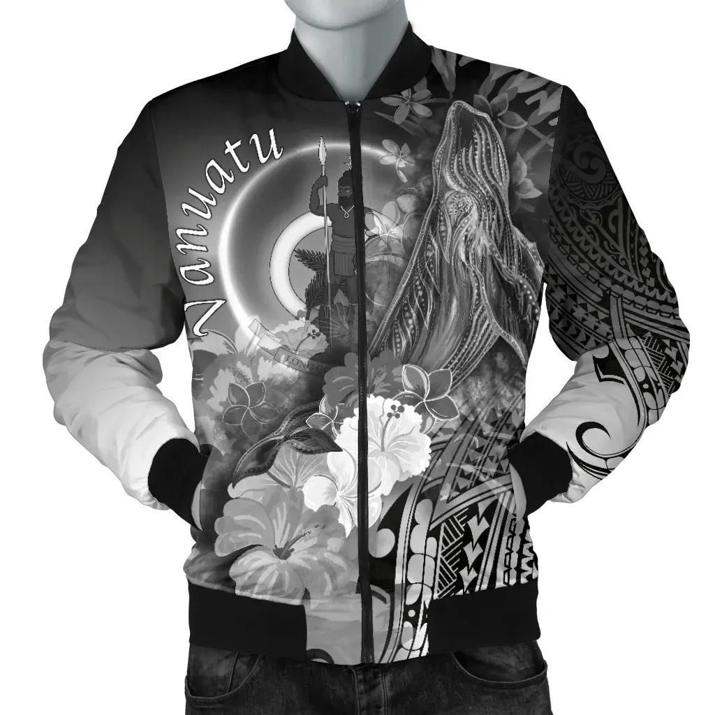 Bomber Jacket Vanuatu - Humpback Whale with Tropical Flowers (White)- BN18 Bomber Jacket Bomber Jacket Vanuatu - Humpback Whale with Tropical Flowers (White)- BN18 Bomber Jacket
