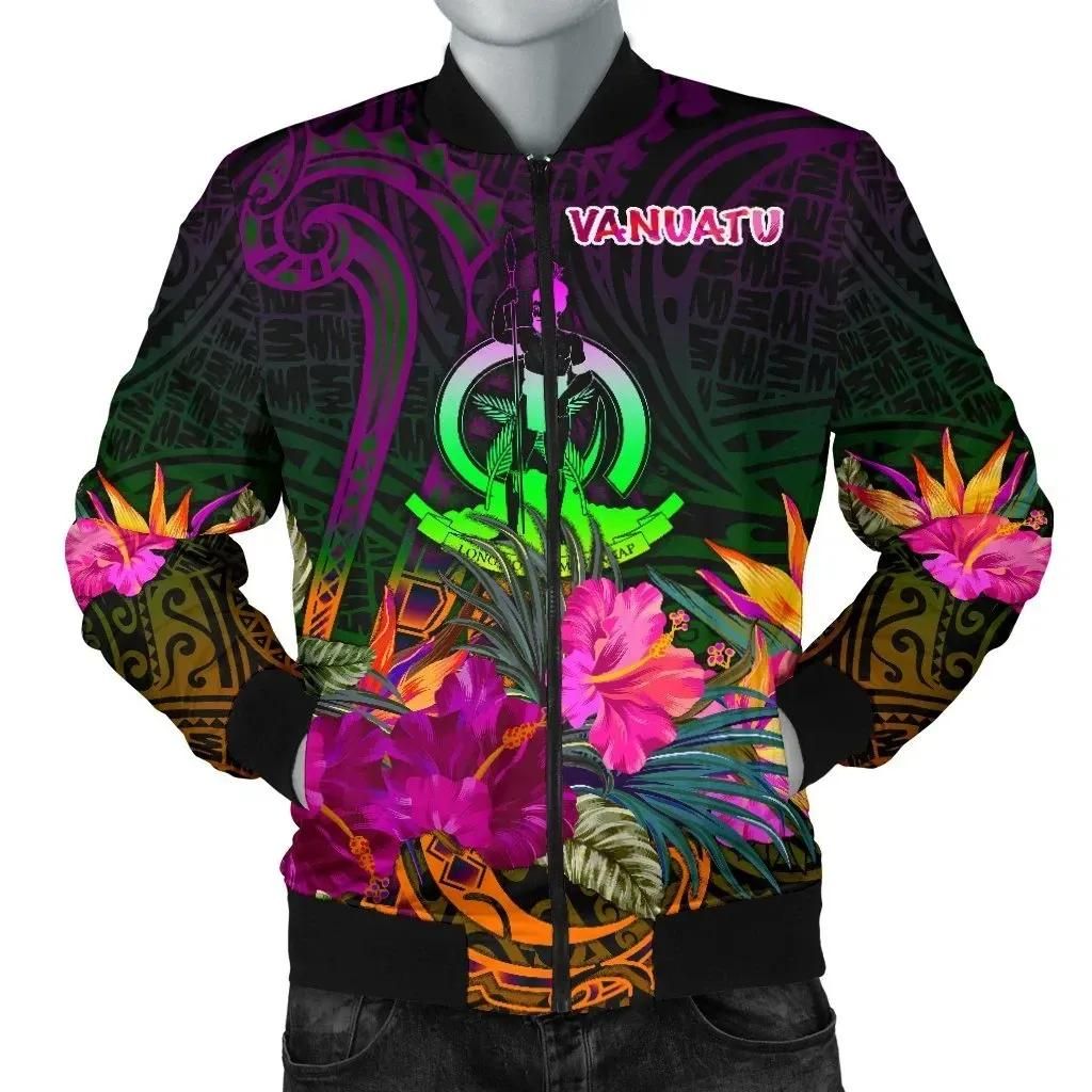 Bomber Jacket Vanuatu - Summer Hibiscus - BN15 Bomber Jacket Bomber Jacket Vanuatu - Summer Hibiscus - BN15 Bomber Jacket