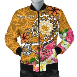 Bomber Jacketamoa Custom Personalised - Turtle Plumeria (Gold) - BN18 Bomber Jacket