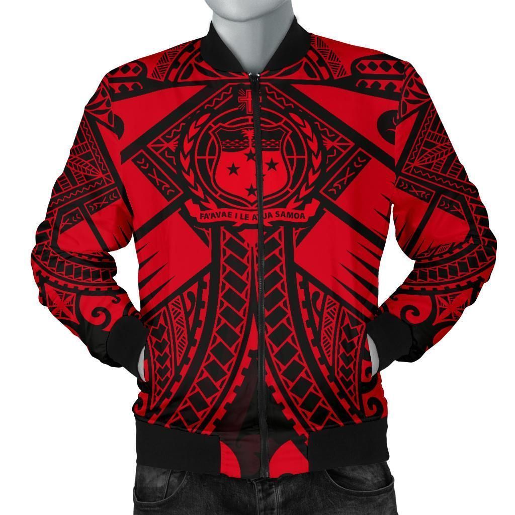 Bomber Jacketamoa Polynesian - Samoa Red Seal with Polynesian Tattoo - BN18 Bomber Jacket Bomber Jacketamoa Polynesian - Samoa Red Seal with Polynesian Tattoo - BN18 Bomber Jacket