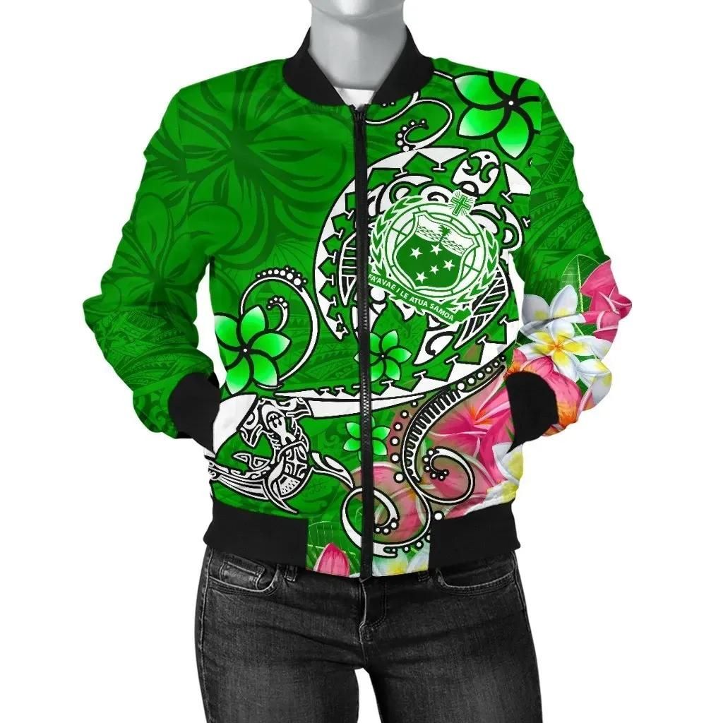 Bomber Jacketamoa - Turtle Plumeria (Green) - BN18 Bomber Jacket Bomber Jacketamoa - Turtle Plumeria (Green) - BN18 Bomber Jacket