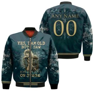 Bon Jovi Yes I Am Old But I Saw Jon Bon Jovi On Stage Rock Band 3D Designed Allover Gift With Custom Name Number For Bon Jovi Fans.jpg Bomber Jacket