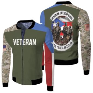Born In Puerto Rico Proud To Be A Veteran Camouflage Design 3D Printed T Shirt Bomber Jacket