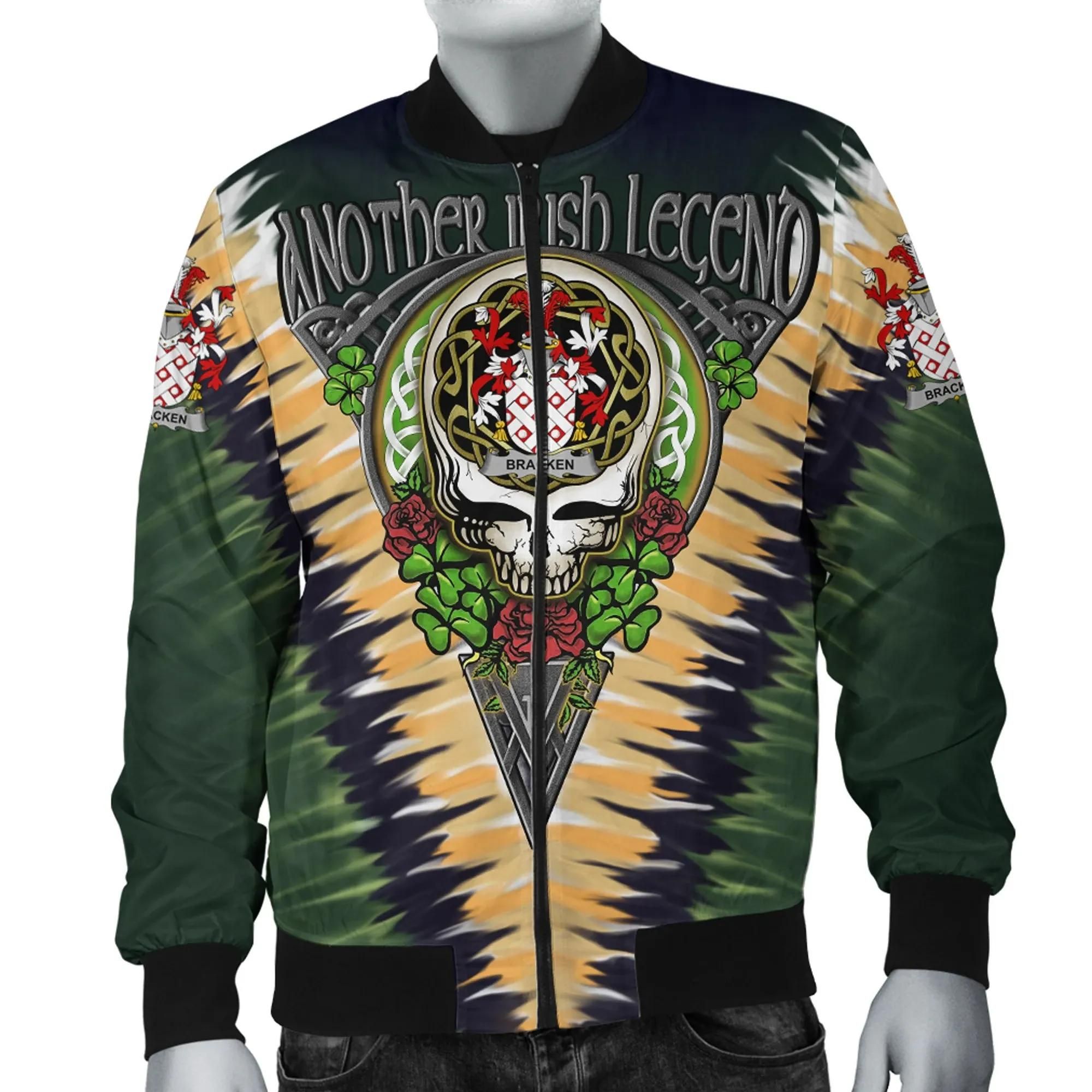 Bracken or O'Bracken Ireland Bomber Jacket - GD Irish Legend Shamrock V Tie-Dye A7 Bomber Jacket Bracken or O'Bracken Ireland Bomber Jacket - GD Irish Legend Shamrock V Tie-Dye A7 Bomber Jacket