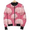 Brain Pink Pattern Print Women Casual Bomber Jacket