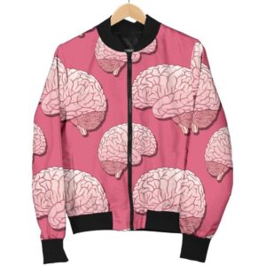 Brain Pink Pattern Print Women Casual Bomber Jacket