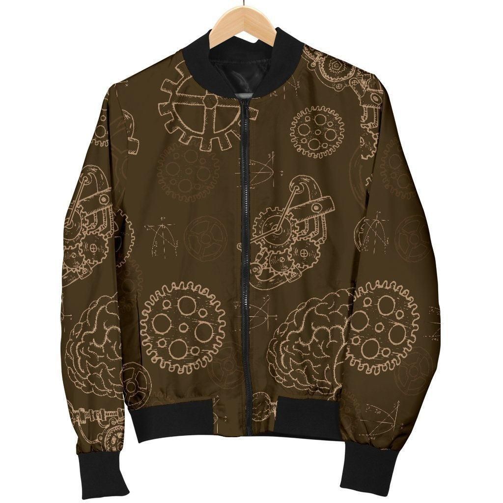 Brain Thinking Pattern Print Women Casual Bomber Jacket Brain Thinking Pattern Print Women Casual Bomber Jacket