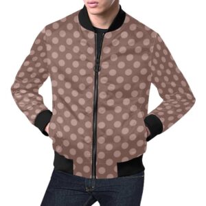 Brown Chocolate Polka dot Pattern Print Mens Bomber Jacket
