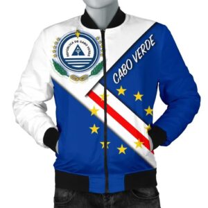Cabo Verde Men's Bomber Jacket - Cabo Verde Flag And Coat Of Arms - BN25 Bomber Jacket