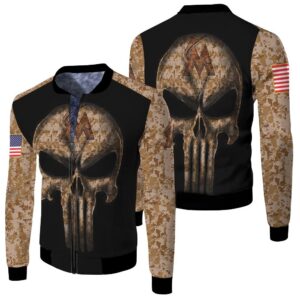 Camouflage Skull Marlins American Flag Bomber Jacket