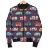 Camper Van Pattern Print Women Casual Bomber Jacket