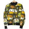 Camper Van Print Pattern Women Casual Bomber Jacket