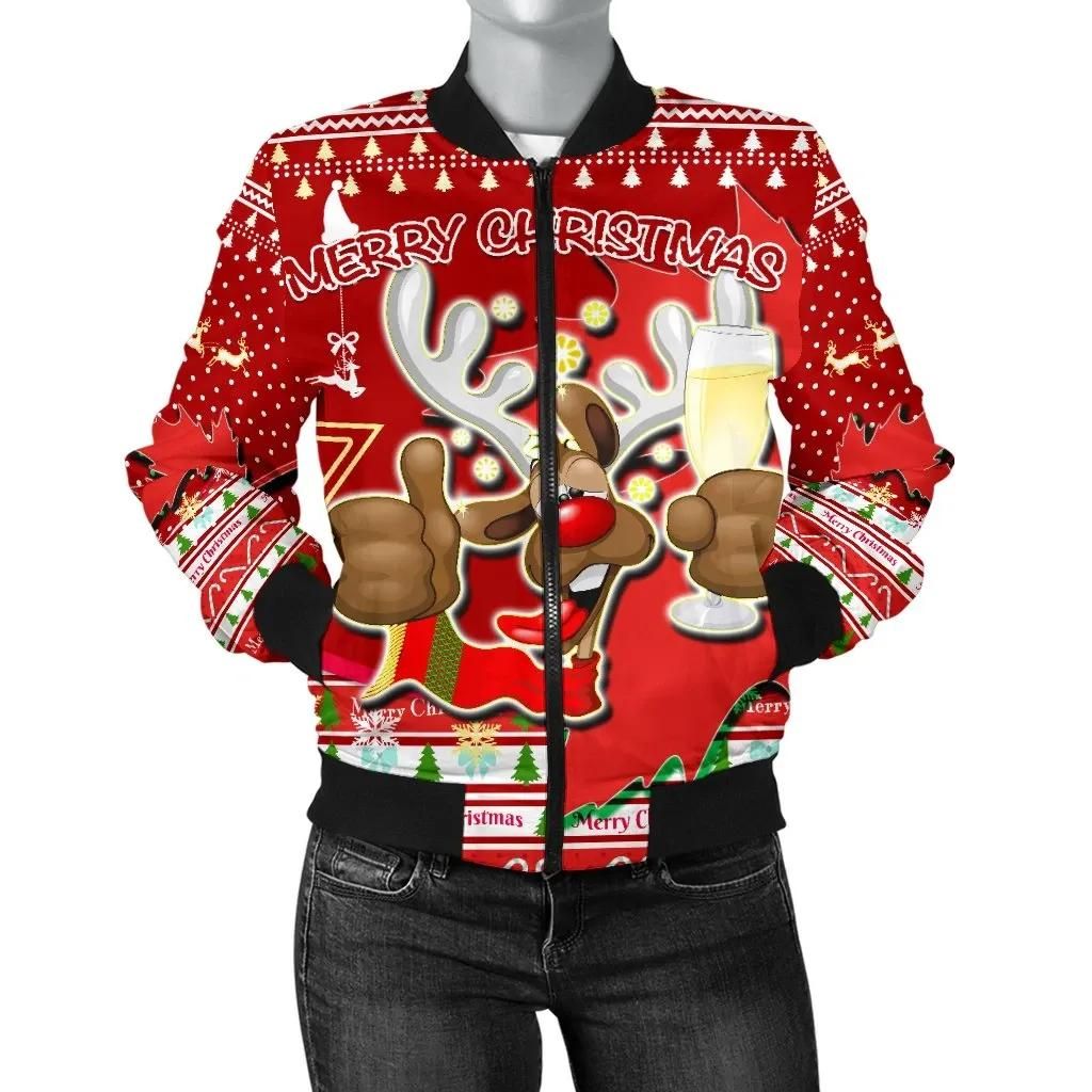 Canada Christmas Women Bomber Jacket Moose Maple Leaf Version K13 Bomber Jacket Canada Christmas Women Bomber Jacket Moose Maple Leaf Version K13 Bomber Jacket