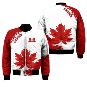 Canada Day No3 Personalized Name Pullover Premium Unisex Bomber Jacket Maple Leaf Bomber Jacket