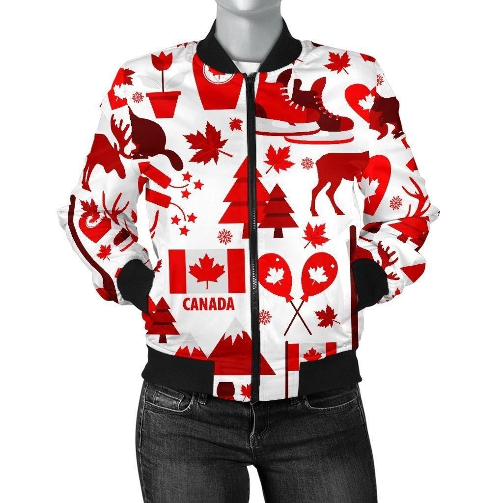 Canada-Love-Pattern-Print-Women-Casual-Bomber-Jacket-1