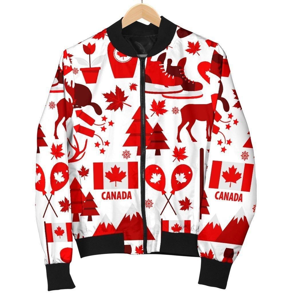 Canada Love Pattern Print Women Casual Bomber Jacket Canada Love Pattern Print Women Casual Bomber Jacket