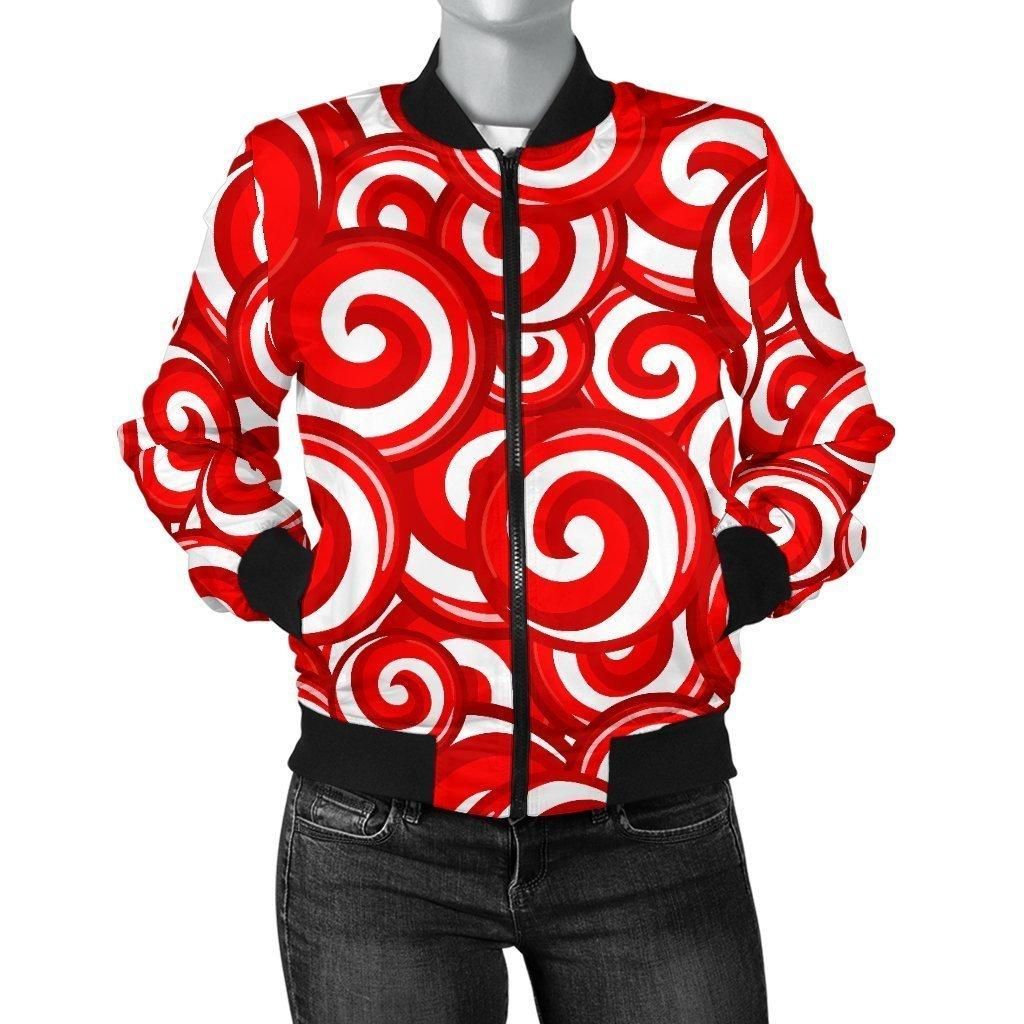 Candy-Cane-Pattern-Print-Women-Casual-Bomber-Jacket-1